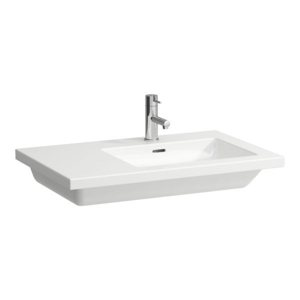 LAUFEN LIVING BY LAUFEN Umývadlo do nábytku, asymetrické, odkladacia plocha vľavo 750x480 mm, Biela matná 757, H8174397571081