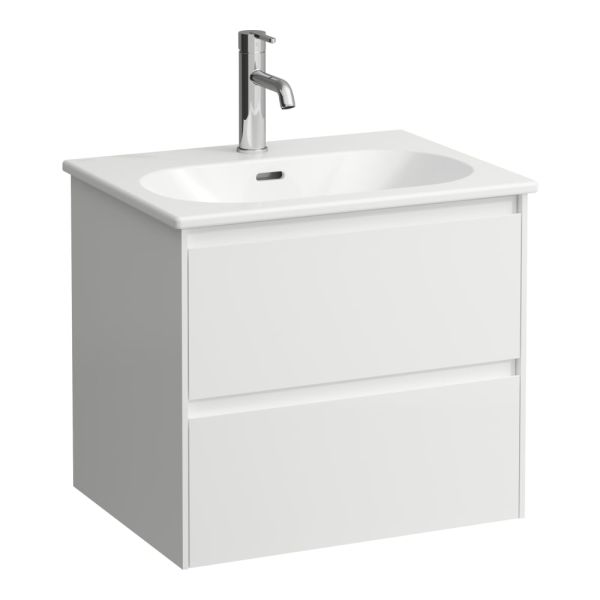 LAUFEN LUA Umývadlo slim so skrinkou 'Lani' 60 cm, s 2 zásuvkami, 600x455x525 mm, Biela lesklá 261, H8600832611041