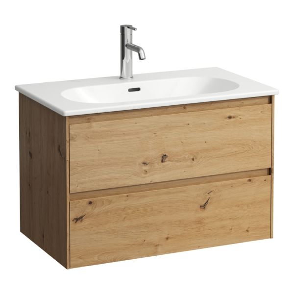 LAUFEN LUA Umývadlo slim so skrinkou 'Lani' 80 cm, s 2 zásuvkami, 800x455x525 mm, Divoký dub 267, H8600872671041