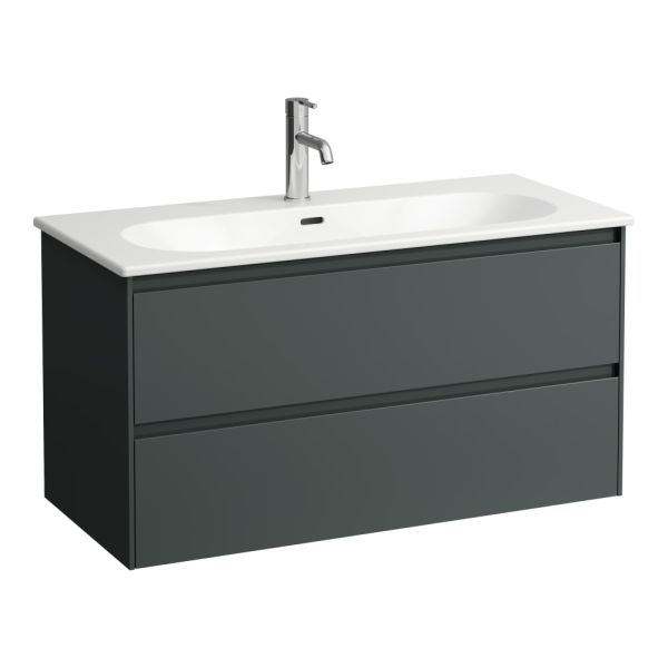 LAUFEN LUA Umývadlo slim so skrinkou 'Lani' 100 cm, s 2 zásuvkami, 1000x455x525 mm, Šedá traffic 266, H8600882661041