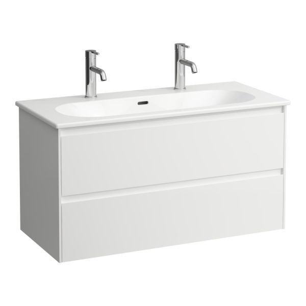 LAUFEN LUA Umývadlo slim so skrinkou 'Lani' 100 cm, s 2 zásuvkami, 1000x455x525 mm, Multicolour farby 999, H8600889991071