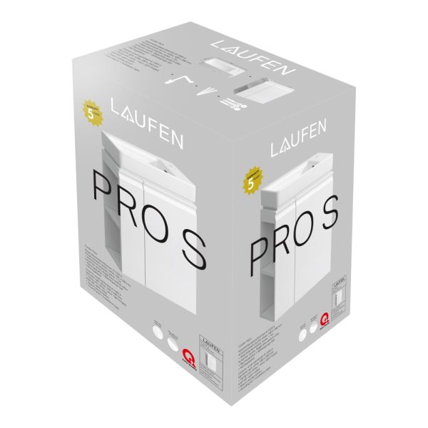 LAUFEN LAUFEN PRO S Umývadielko asymetrické pravé H815954 so skrinkou, vr. sifónu a upevňovacie sady, 480x280x690 mm, Biela 463, H8629644631041