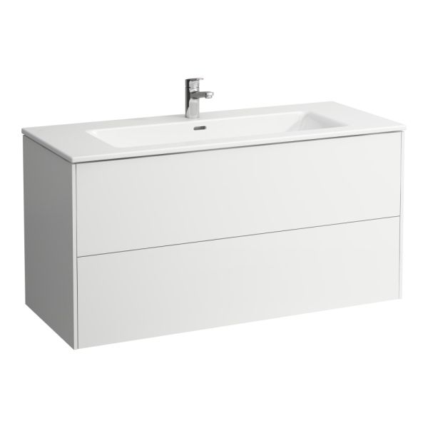 LAUFEN LAUFEN PRO S Umývadlo slim so skrinkou 120 cm, s 2 zásuvkami, vr. deliaceho systému do zásuviek, 1200x500x610 mm, Biela matná 260, H8649632601041