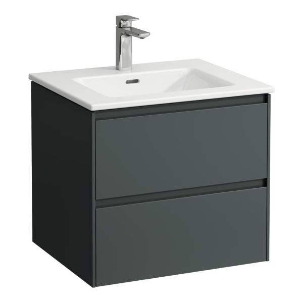 LAUFEN LAUFEN PRO S Umývadlo 'slim' so skrinkou 60 cm, s 2 zásuvkami, vr. deliaceho systému do zásuviek, 600x500x535 mm, Šedá traffic 266, H8649642661041