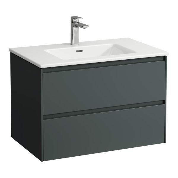 LAUFEN LAUFEN PRO S Umývadlo 'slim' so skrinkou 80 cm, s 2 zásuvkami, vr. deliaceho systému do zásuviek, 800x500x535 mm, Šedá traffic 266, H8649652661041