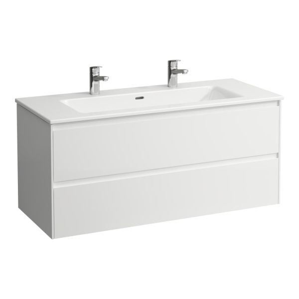 LAUFEN LAUFEN PRO S Umývadlo 'slim' so skrinkou 120 cm, s 2 zásuvkami, vr. deliaceho systému do zásuviek, 1200x500x540 mm, Biela lesklá 261, H8649692611071