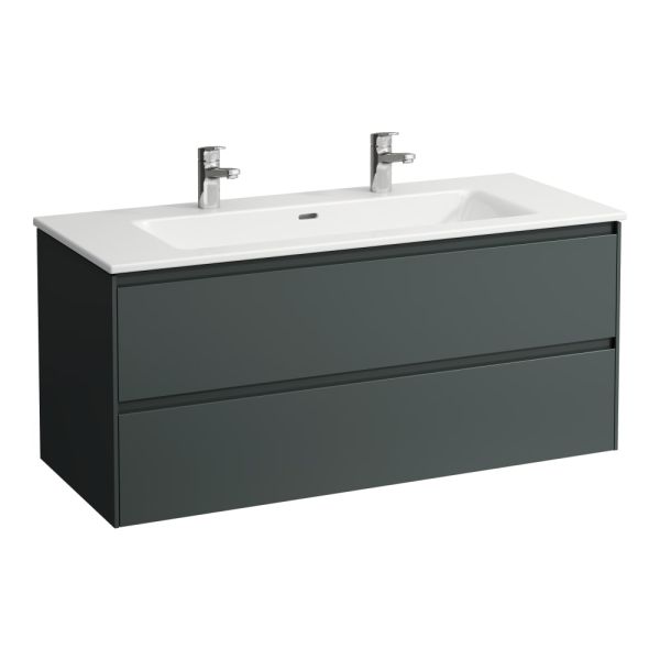 LAUFEN LAUFEN PRO S Umývadlo 'slim' so skrinkou 120 cm, s 2 zásuvkami, vr. deliaceho systému do zásuviek, 1200x500x540 mm, Šedá traffic 266, H8649692661071