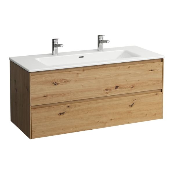 LAUFEN LAUFEN PRO S Umývadlo 'slim' so skrinkou 120 cm, s 2 zásuvkami, vr. deliaceho systému do zásuviek, 1200x500x540 mm, Divoký dub 267, H8649692671071