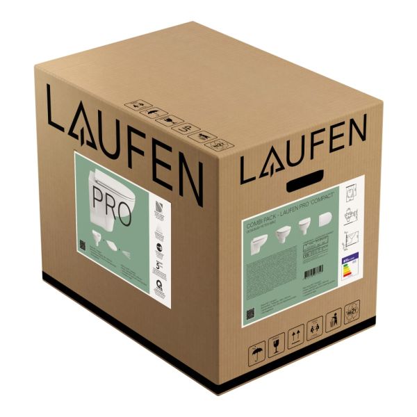 LAUFEN LAUFEN PRO, Závesné WC compact, Rimless pack, hlboké splachovanie, WC sedadlo s poklopom, so spomaľovacím sklápacím systémom, Biela 000, 490x360 mm, H8669600000001