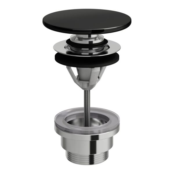 LAUFEN  Odpadový ventil so zátkou click-clack, vrátane keramické krytky SaphirKeramik, 80x80 mm, farba Čierna lesklá, H8981920200001