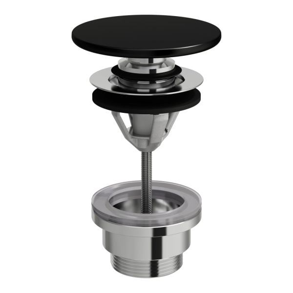 LAUFEN  Odpadový ventil so zátkou click-clack, vrátane keramické krytky SaphirKeramik, 80x80 mm, farba Čierna matná, H8981927160001