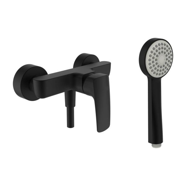 LAUFEN LAURIN Sprchová nástenná páková batéria, s ručnou sprchou Stella 80 mm a syntetickou sprchovou hadicou 1600 mm, PVD titán čierný mat 428, HF500750428600