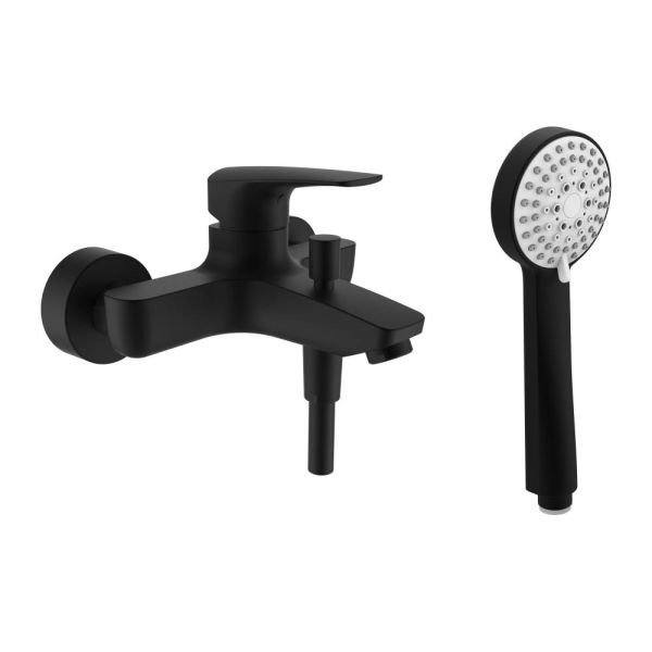 LAUFEN LAURIN Vanová nástěnná páková baterie, s ruční sprchou Stella 80 mm a syntetickou sprchovou hadicí 1600 mm, PVD titán čierný mat 428, HF500760428600