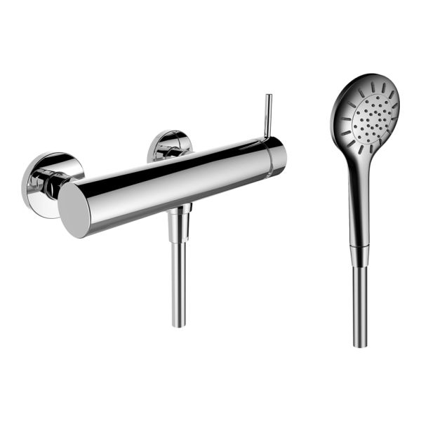 LAUFEN TWINPLUS SLIM Sprchová nástenná páková batéria, so sprchovou hadicou 1500 mm a ručnou sprchou MyTwin100, Chróm 100, HF505450100600