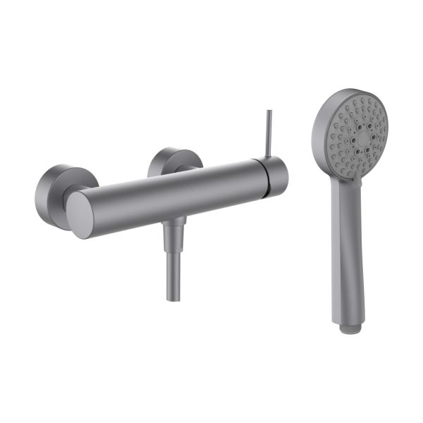 LAUFEN TWINPLUS SLIM Sprchová nástenná páková batéria, so sprchovou hadicou 1500 mm a ručnou sprchou MyTwin100, PVD inox kartáčovaná oceľ 423, HF505450423600