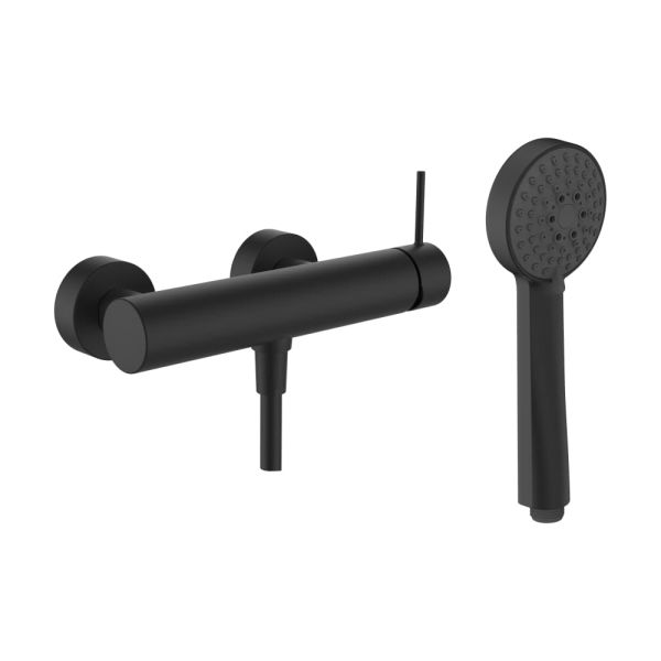 LAUFEN TWINPLUS SLIM Sprchová nástenná páková batéria, so sprchovou hadicou 1500 mm a ručnou sprchou MyTwin100, PVD titán čierný mat 428, HF505450428600