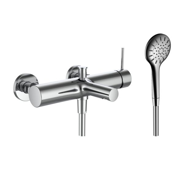 LAUFEN TWINPLUS SLIM Vaňová nástenná páková batéria, so sprchovou hadicou 1500 mm a ručnou sprchou MyTwin100, Chróm 100, HF505460100600