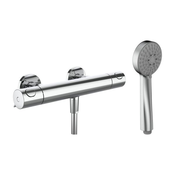 LAUFEN THERM Sprchová nástenná termostatická batéria 150 mm, s flexibilnou sprchovou hadicou Simiflex Zero a ručnou sprchou Stella 80, 1 funkcia, Chróm 100, HF506551100600