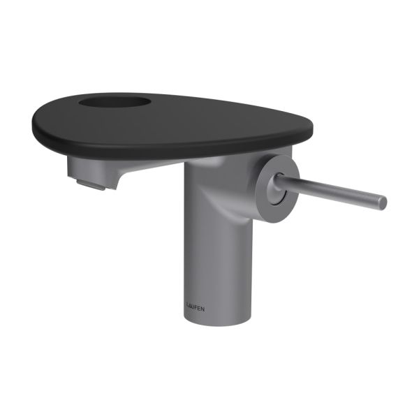 LAUFEN ADA Umývadlová stojánková páková batéria s výtokom 110 mm, bez výpusti, vrátane poličky s otvorom, PVD nerez/čierna matná 503, HF506702503000