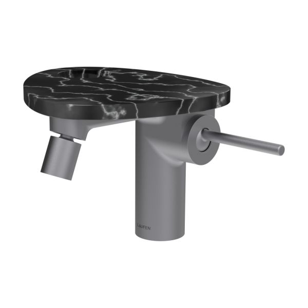 LAUFEN ADA Bidetová stojánková páková batéria s click-clack výpusťou, vrátane poličky s otvorom, PVD nerez/mramor čierny 506, HF506710506000