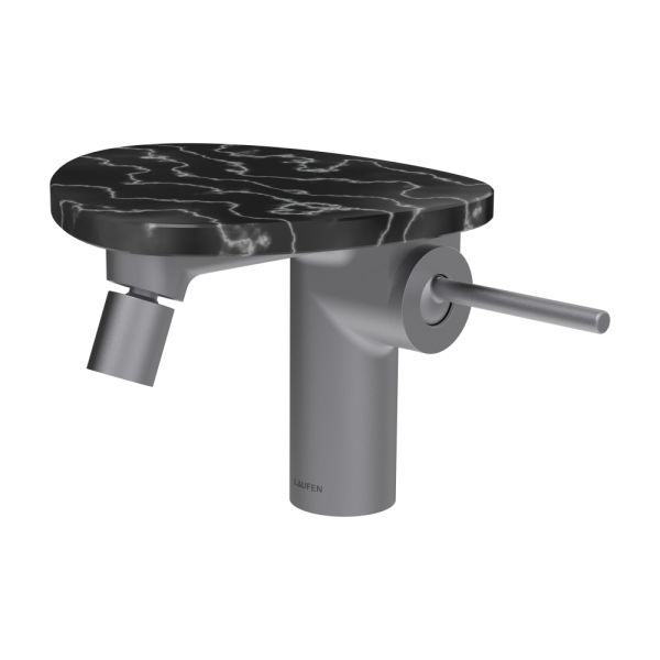 LAUFEN ADA Bidetová stojánková páková batéria s click-clack výpusťou, vrátane poličky bez otvoru, PVD nerez/mramor čierny 506, HF506710506060