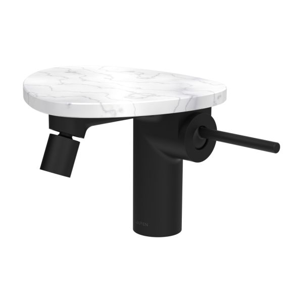 LAUFEN ADA Bidetová stojánková páková batéria s click-clack výpusťou, vrátane poličky bez otvoru, PVD čierna/mramor biely 515, HF506710515060