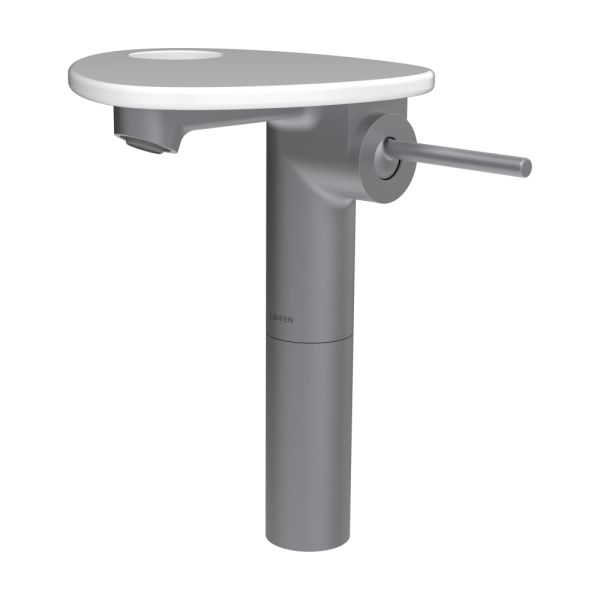 LAUFEN ADA Umývadlová stojánková páková batéria vysoká s výtokom 110 mm, bez výpusti, vrátane poličky s otvorom, PVD čierna/biela matná 512, HF506714512000