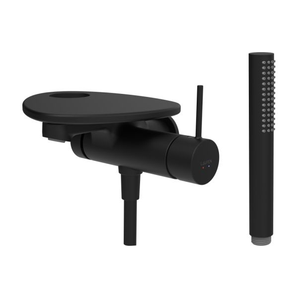 LAUFEN ADA Vaňová podomietková páková batéria pre 1-bodový Simibox, s ručnou sprchou a hadicou, vrátane poličky s otvorom, PVD čierna/čierna matná 513, HF506765513000
