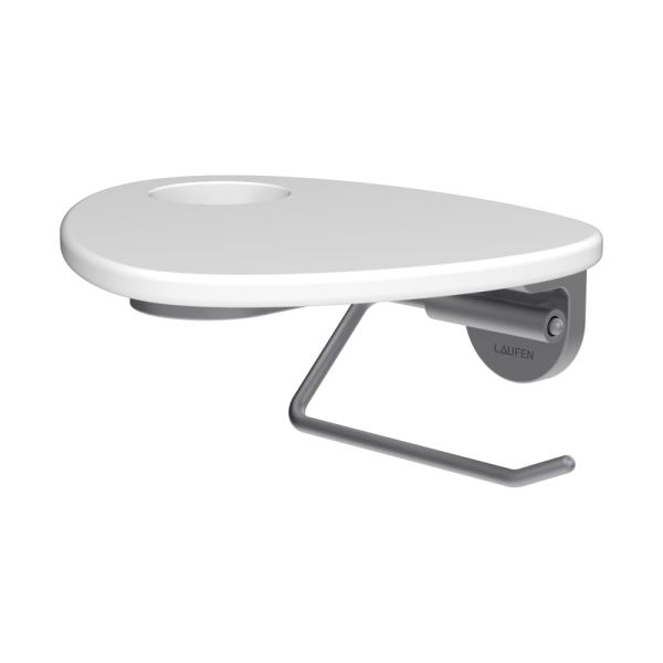 LAUFEN ADA Držiak WC papiera vrátane poličky s otvorom, PVD nerez/biela matná 502, HF506791502000