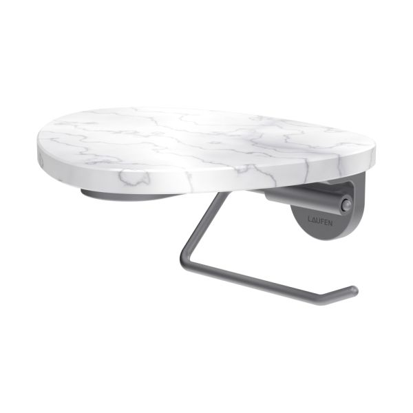 LAUFEN ADA Držiak WC papiera vrátane poličky bez otvoru, PVD nerez/mramor biely 505, HF506791505060