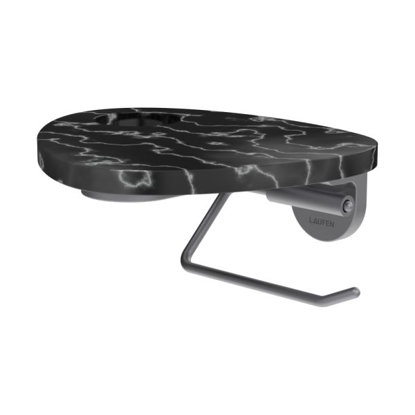 LAUFEN ADA Držiak WC papiera vrátane poličky s otvorom, PVD nerez/mramor čierny 506, HF506791506000