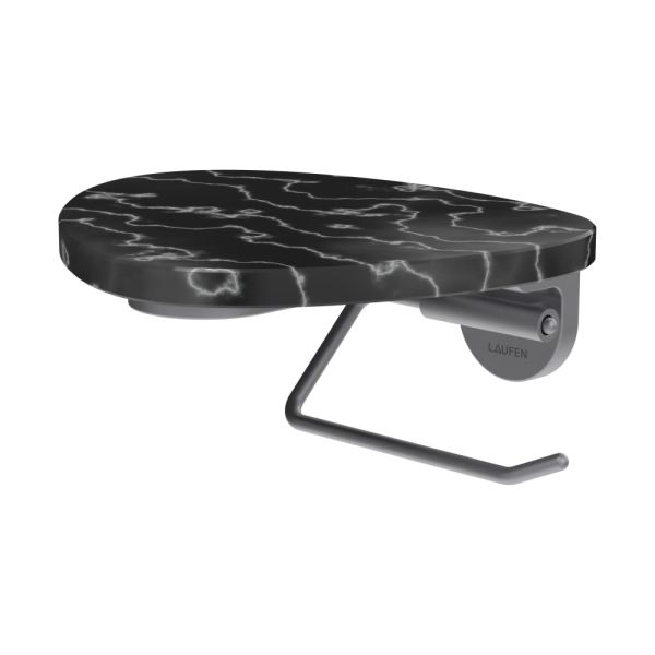 LAUFEN ADA Držiak WC papiera vrátane poličky bez otvoru, PVD nerez/mramor čierny 506, HF506791506060