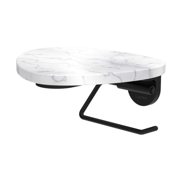 LAUFEN ADA Držiak WC papiera vrátane poličky bez otvoru, PVD čierna/mramor biely 515, HF506791515060