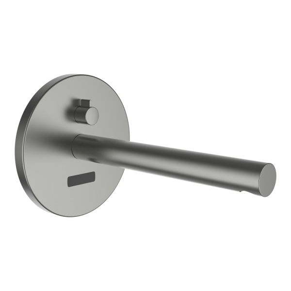 LAUFEN TWINTRONIC Podomietková elektronická umývadlová batéria, na sieťové pripojenie, s IČ senzorom, pevný výtok 200mm, pre Simibox Standard a Simibox Light, PVD inox kartáčovaná oceľ 423, HF707026423000