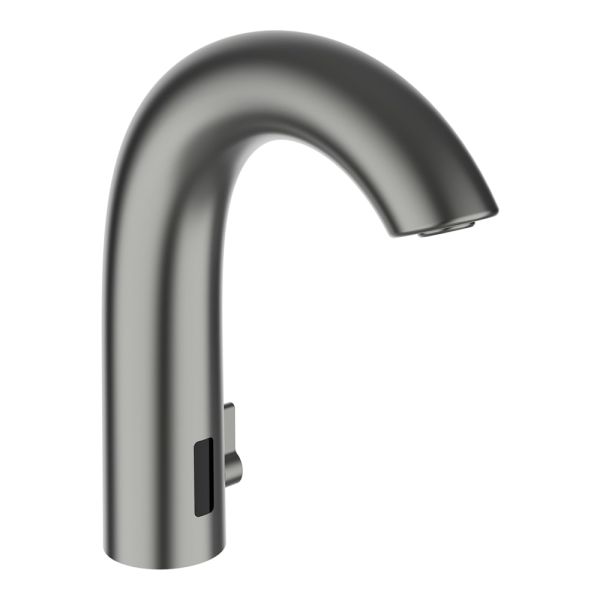 LAUFEN CURVETRONIC Elektronická umývadlová batéria s IR-Senzorom, výtok 135 mm napájanie: batéria 6 V, bez Bluetooth modulu, PVD inox kartáčovaná oceľ 423, HF707153423060