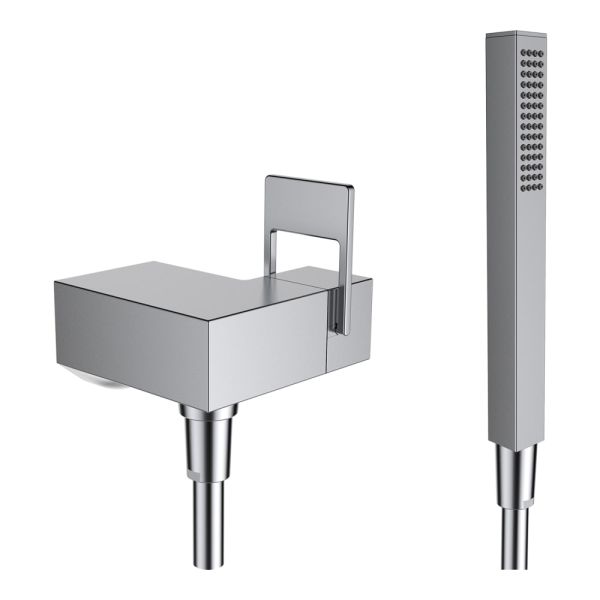 LAUFEN QUADRIGA Sprchová páková nástenná batéria pre podomietkové teleso Simibox 1-bodové, vr. syntetickej sprchovej hadice 1800 mm a ručné sprchy s 1 druhom prúdu, PVD inox kartáčovaná oceľ 441, HF901155441000