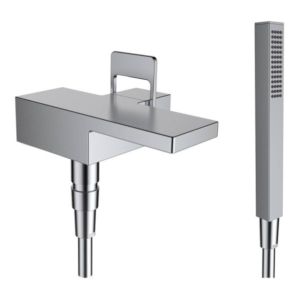 LAUFEN QUADRIGA Vaňová páková nástenná batéria pre podomietkové teleso Simibox 1-bodové, vr. syntetickej sprchovej hadice 1800 mm a ručné sprchy s 1 druhom prúdu, PVD inox kartáčovaná oceľ 441, HF901165441000