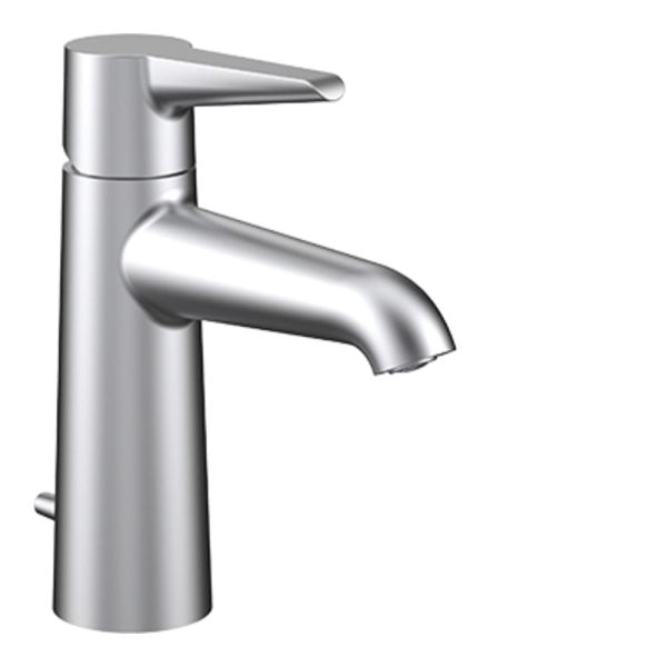 LAUFEN PURE Umývadlová páková batéria, pevný výtok 110 mm, s automatickou výpustou, PVD inox kartáčovaná oceľ 423, HF901701423000