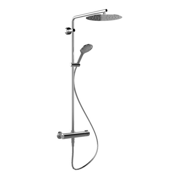 LAUFEN TWINPLUS Sprchová kombinácia vrátane sprchovej termostatickej batérie, hlavová sprcha 300x300mm, ručná sprcha MyCity120, sprchová hadica 1500mm, Chróm 100, HF905457100600