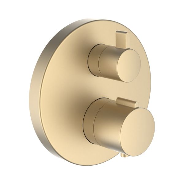 LAUFEN TWINPLUS|THERM Vrchná termostatická sada pre podomietkové sprchové batérie s 1-cestným prepínačom, PVD svetlo zlatá matná 462, HF905474462000