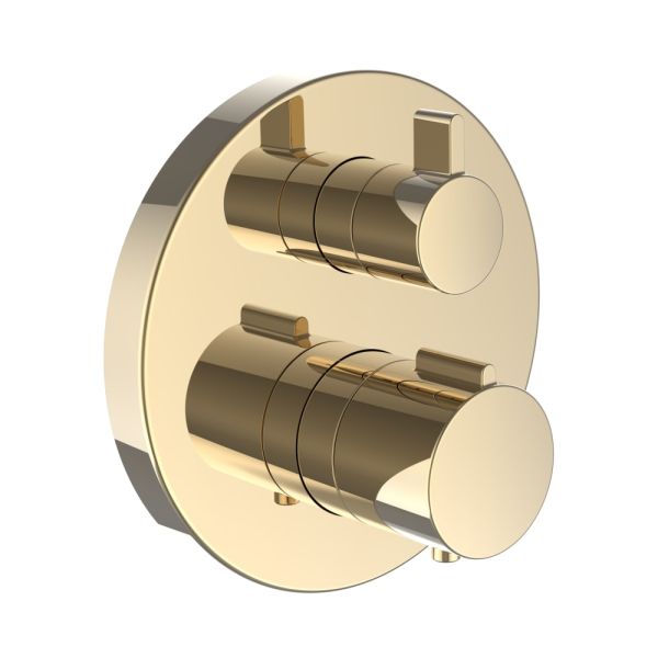 LAUFEN TWINPLUS|THERM Vrchná termostatická sada pre podomietkové sprchové batérie s 1-cestným prepínačom, PVD Zlatá lesklá 463, HF905474463000