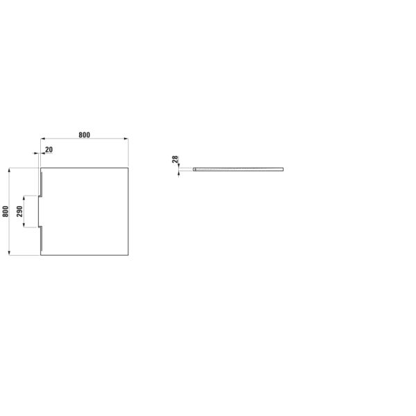 LAUFEN NIA Sprchová vanička, štvorcová, odtok do steny, Marbond, 800x800x28 mm, Betónovo šedá 079, H2100300790001
