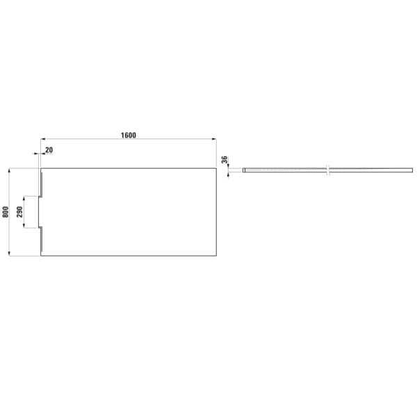 LAUFEN NIA Sprchová vanička, obdĺžniková, odtok do steny, Marbond, 1600x800x34 mm, Betónovo šedá 079, H2100350790001