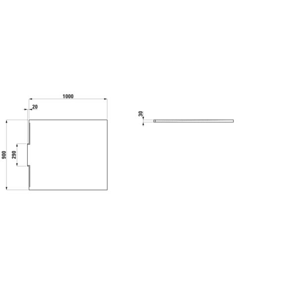 LAUFEN NIA Sprchová vanička, obdĺžniková, odtok do steny, Marbond, 1000x900x28 mm, Betónovo šedá 079, H2100360790001