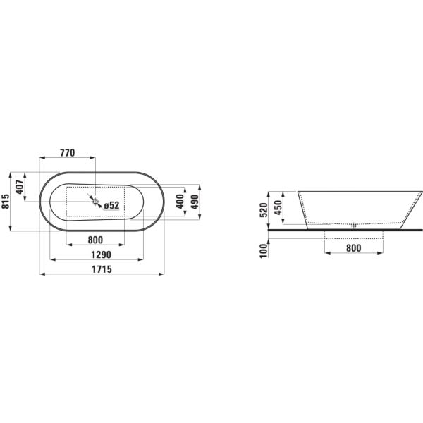LAUFEN Kartell LAUFEN Vaňa, samostatne stojaca, materiál solid surface Sentec, 1715x815x520 mm, H2263320000001