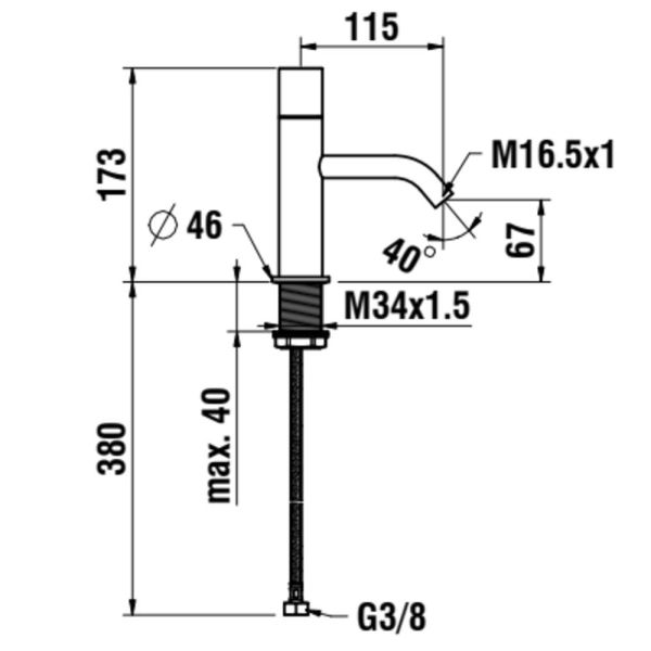 LAUFEN Kartell LAUFEN Umývadlová kohútiková batéria, iba na studenú vodu, bez automatického výpustu, Chróm 004, H3103380041101
