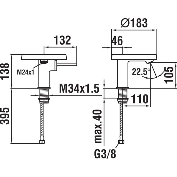 LAUFEN Kartell LAUFEN Umývadlová páková batéria (tanier), s výtokom 11 cm, prietok 5,7 l/min, vr. 1 plastového disku vo vyhotovení transparent, ovládanie automatickej výpusti, bez automatickej výpusti, Chróm 004, H3113310041131