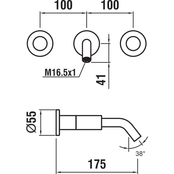 LAUFEN Kartell LAUFEN Umývadlová trojotvorová podomietková batéria, výtok 175 mm, prietok 5,7 l/min, PVD Zlatá lesklá 001, H3123360011201