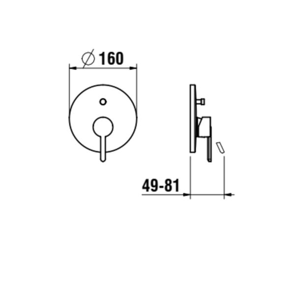 LAUFEN LUA Podomietková vaňová batéria s prepínačom, kompletný vrátane mosadzného telesa, Chróm 004, H3210860048001