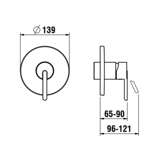 LAUFEN LUA Vrchný set podomietkovej sprchovej batérie pre Simibox alebo Simibox Light, PVD Titán čierný matný 081, H3310860810001
